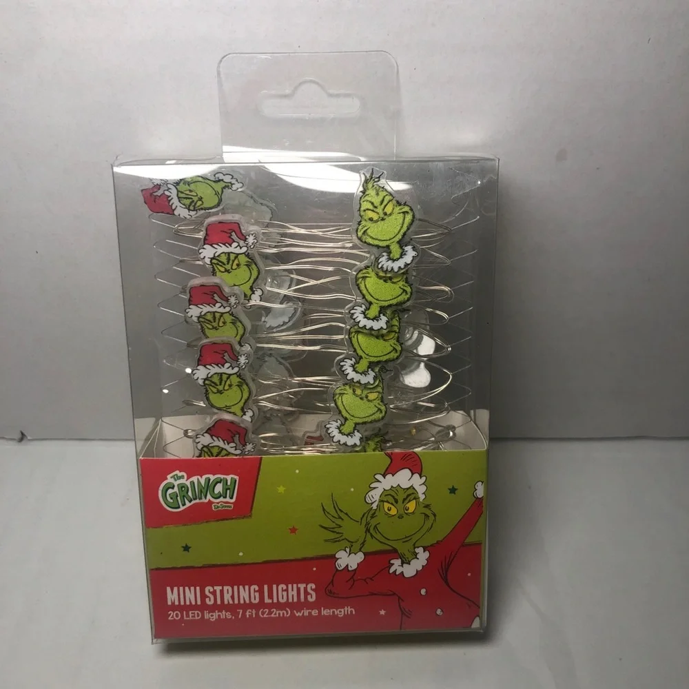 Dr. Seuss The Grinch Mini String Lights 20 LED Lights NEW-Two Sets Christmas
